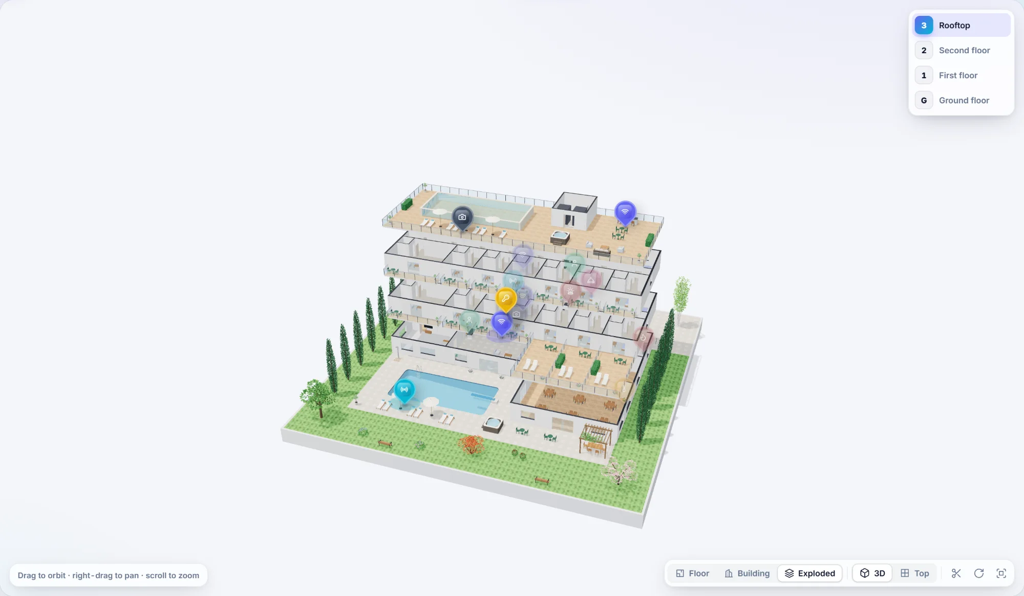 Every floor at once, in the exploded view