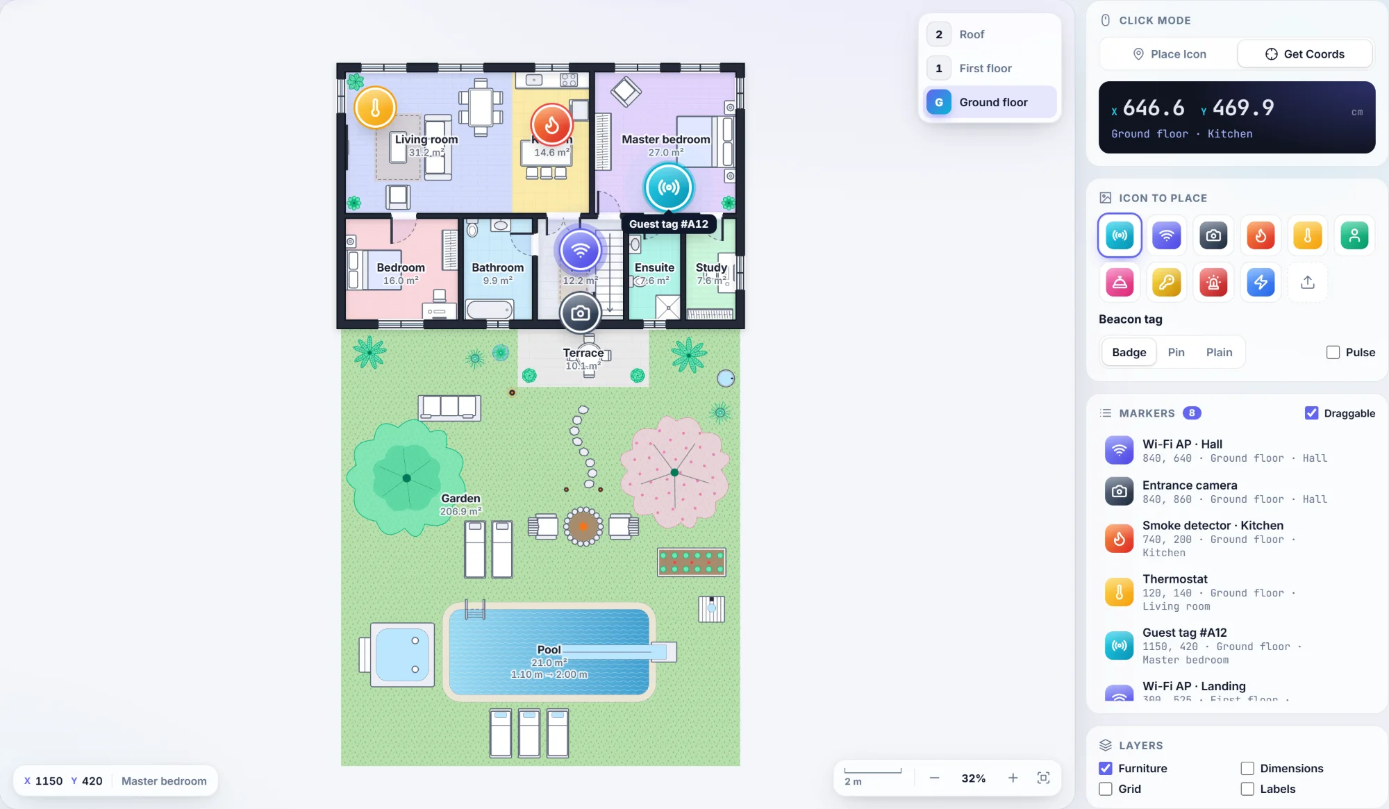 JBay Floorplan 2D viewer showing Hotel Miramar